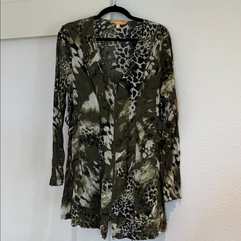 Biba Olive and Black Animal Print Tunic